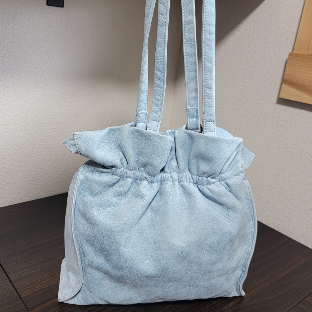 HOBO Caliber Blue Topaz Textured Leather Shoulder Tote Bag - Picture 12 of 12